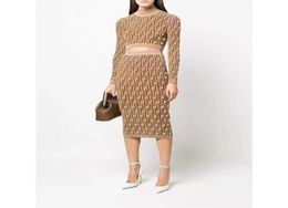 Designer Two Piece Dress Full Letter New Jacquard Knitted Pullover Long Sleeve Top Half Skirt Long Skirt Fashion Highquality Kn2023306