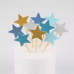 Party Supplies 10pcs Mini Heart Star Cupcake Toppers Birthday Cake Topper Decorating Picks Kids Wedding Decorations Baby Shower Favors