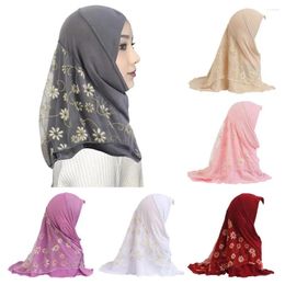 Ethnic Clothing 2-6 Years Old Ice Silk Hijab Cap Summer Flower Cute Muslim Scarf Breathable Beautiful Headscarf Girls