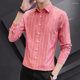 Men's Dress Shirts Man Shirt Striped Business Oversize For Men Long Sleeve Sale Xxl I Elegant With Sleeves Button Up Tops Casual Collar Asia