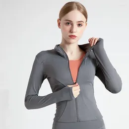 Active Shirts High Elastic Quick-drying Sports Jacket With Vertical Collar Slim-fit Yoga Top Fitness