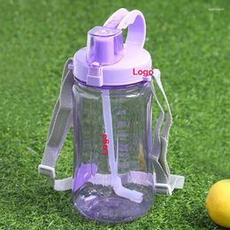 Water Bottles Outlet Factory Wholesale Price Arrival 1000ml Big Capacity Sport Bottle With Straw Clover Logo