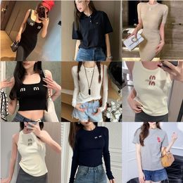 Designer Womens Tops T Shirts Knits Tees Regular Cropped Tank Top Cotton Jersey Tanks Embroidered Cotton-blend Shorts Suit Sportwear Fitness Sports Bra Mini