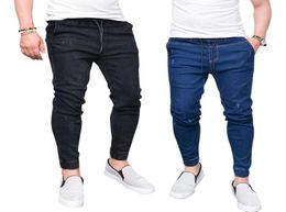 Men039s Harem Jeans Washed Feet Shinny Denim Black Pant Hip Hop Sportswear Elastic Waist Joggers Pants Plus Size 3XL9830638