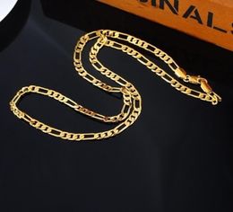 24K Gold Platinum Plated Chain Necklace 45mm Men039s NK Links Figaro 20 inches 50cmsize 2003903924039039 color6563111