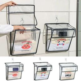 Storage Boxes Transparent Bathroom Hanging Bag PVC Wall Mounted Toilet Clothes Hanger With Steel Frame Foldable Organiser