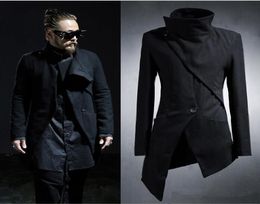 Whole Korean Harajuku Gothic Irregular Punk Men039s Overcoat Long Black Mens Trench Coat Men Slim Fit Jacket Windbreaker4755194