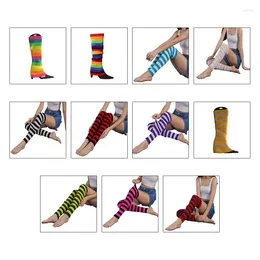 Women Socks For Girls 80s Ribbed Knitted Striped Long Boots Cuff Retro Party Costume Ballet Dance Sports