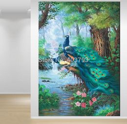 Noble Golden Peacock Printed Oil Painting On Canvas Decorative Prints For Home Decor Wall Decor2783162