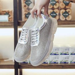 Fitness Shoes Fashion Streetwear Silver Glitter Sneakers Mesh Breathable Running Women Wedge Casual Clear Reflective