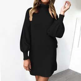 Casual Dresses Womens Fashion Turtleneck Knit Dress Ladies Long Sleeve Jumper Mini Formal Short For Women