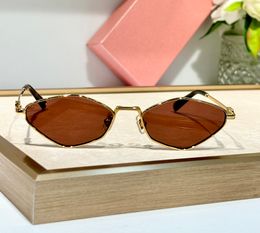 Y2K Polygons Sunglasses Designer Women Gold Metal/Brown Lense Summer Eyewear Glasses Sunnies Gafas de sol Shades UV400 Protection Eyewear