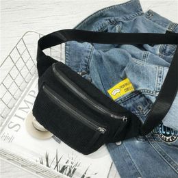 Waist Bags 2021 Womens Bag Fanny Pack Corduroy Belt Purse Small Phone Key Pouch White Black Packs 307T