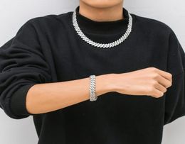 Fashion Hip Hop Necklace Men Designer Bracelet 14mm Cuban Link Chain Real Gold Plating Necklaces 1618202224inch Rapper Diamond7495720