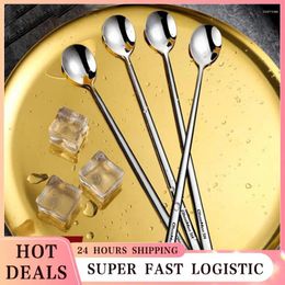 Coffee Scoops 1pc Stainless Steel Long Handled Mixing Spoon Ice Cream Dessert Tea Cutlery For Kitchen Bar Accessories