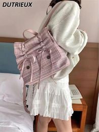 School Bags College Japanese Style Women's Backpacks 2024 Ladies' Bow Pleated Versatile Sweet Cute Backpack Large Capacity Bag