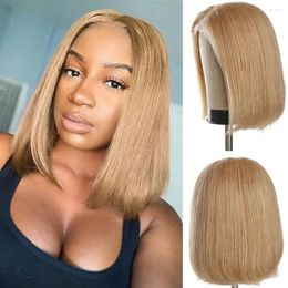 Light Brown Coloured Short Bob Human Hair Wigs For Women 13x4 Honey Blonde Lace Front Ig Wig