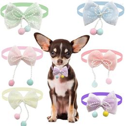 Dog Apparel 50pcs Bow Tie Lace Decorate Small Bowtie With Pearl Adjustable Pet Supplies For Pets Product Bowties Accessories