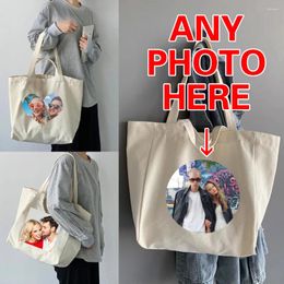 Shopping Bags Fashion Reusabl Bag Eco-Friendly Tote Custom Po Shoulder Handbag Foldable Large Capacity For Travel Grocery