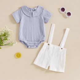 Clothing Sets CitgeeSummer Infant Baby Boys Outfits Solid Colour Collar Short Sleeve Rompers Suspender Shorts Gentleman Clothes Set