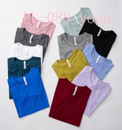 088 Women Yoga T-Shirts High-Elastic Breathable Running Top Quick Drying Seamless Short Sleeve Sport-Cycling Gym Wear5631210