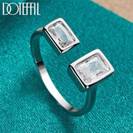 Cluster Rings 925 Sterling Silver Square Zircon Ring For Man Woman Fashion Wedding Engagement Party Gift Charm Jewellery