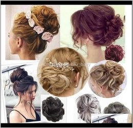 Elastic Hairpiece Curly Messy Bun Mix Grey Natural Synthetic Hair Extension Chic And Trendy Br5F9 Chignons Mtqpk3648748