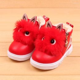 Boots Toddler Girl Cartoon Cute Girls Leather PU Snow Kids Shoes Autumn Winter Children's Plus Velvet Warm