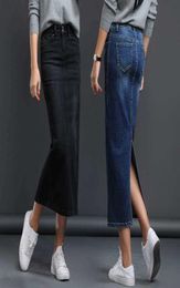 Classic Denim Skirt Women Long Jean Skirt High Waist Pencil Skirt Ladies Stretch Black Blue Faldas Largas Jupe Longue Femme 2106118612663