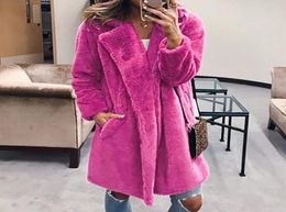 Large size S3XL Faux Fur Teddy Bear Coat Jacket Women Fashion Open Stitch Winter Hooded Coat Female Long Sleeve Fuzzy Jacket1605826