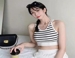Women039s Tanks Summer Stripe Fashion Sexy Crop Top Slim Tops Oneck Sleeveless Workout Vest Ladies Good Quality Tank 3 Colors3727380