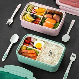Dinnerware 1400ML Eco-Friendly Lunch Box Portable Microwavable Storage Container Picnic Camping Leakproof Bento With Spoon Fork
