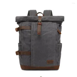Backpack Men's Backpacks Crimping Design Anti-theft Outdoor Travel Mountaineering Bags Vintage Canvas Student Computer Laptop Schoolbag