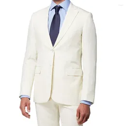 Men's Suits Summer Linen Ivory Elegant Men Suit Smart Casual Slim Fit Blazers Hombre Business High Quality Custom 2 Piece Set Costume Homme