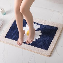 Bath Mats Daisy Non Slip Rug For Bathroom Wear Resistant And Durable Mat Entrance Carpet Grey Yellow
