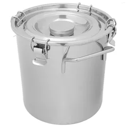 Storage Bottles Pail Bucket Stainless Steel Sealed Food Metal Barrel Tea Jar Airtight Milk Jug