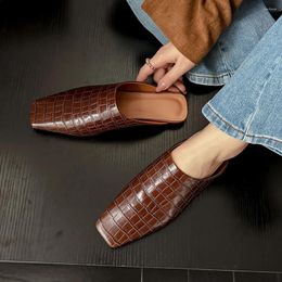 Slippers Summer For Women With A Toe Bag And Lazy Shoes Fashionable British Casual Leather Women's Mules Sandals