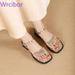 Casual Shoes 2024 Summer Sandals For Women French Style Beautiful Retro One Word With Soft Soles Low Heels Fashion Design Sense