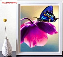 DIY 5D Full Diamond Embroidery The Butterfly Flower Round Diamond Painting Cross Stitch Kits Diamond Mosaic Home Decor7539054