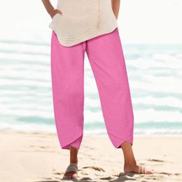 Women's Pants Ladies Stylish Crop Fashion Printing Elastic Waist Pant With Pocket Loose Harem Trousers Summer Slacks For Fine Womens