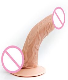 Shopping Small Size5 7 inch Curved Dildo Cheap Realistic Suction Cup Artificial Fake Penis Sex Toys for Woman Sex Products 17901184093384