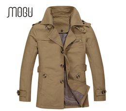 MOGU 2020 New Arrival Fashion Trench Coat Men Plus Size 5XL Trench Men Solid 100 Cotton Casual Jacket Khaki Coats For55411786294533