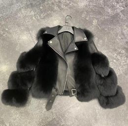 Brand 2020 Luxury Real Fur Coat Winter Jacket Women Natural Fur Genuine Leather Locomotive Outerwear Streetwear Thick Warm8504259