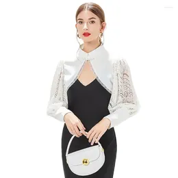 Women's Blouses Lace Bolero Shirt Open Front Hollow Out Women Sun Protective Summer Wrap Poncho Shawl Crop Tops Long Sleeves Shrugs Cape