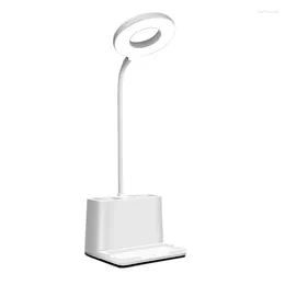Table Lamps LED Desk Lamp Multi-Function Reading Three Color Temperature Storage Box And Mobile Phone Holder