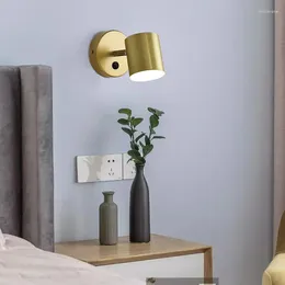 Wall Lamp Indoor Lighting Bedside Dimming Modern Minimalist With Switch LED Lights Aisle Beside Room Sconce