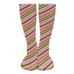 Women Socks Dots And Stripes Stockings Unisex Colourful Line Design Quality Skateboard Anti Bacterial Printed Gift Idea