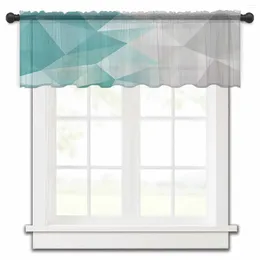 Curtain Abstract Gradient Blue-Green Grey Triangle Kitchen Sheer Curtains Tulle Small Living Room Voile Drapes Home Decor