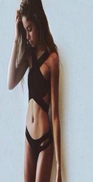 2017 Summer New Black Sexy Criss Cross Bikini Halter Crop Top High Neck Bikini Set Women Swimwear Swimsuit Beach Bathing Suits6457856