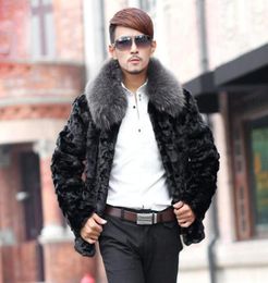 Black stand collar warm short faux fur coat mens leather jacket men coats Villus winter thermal outerwear british style2648620